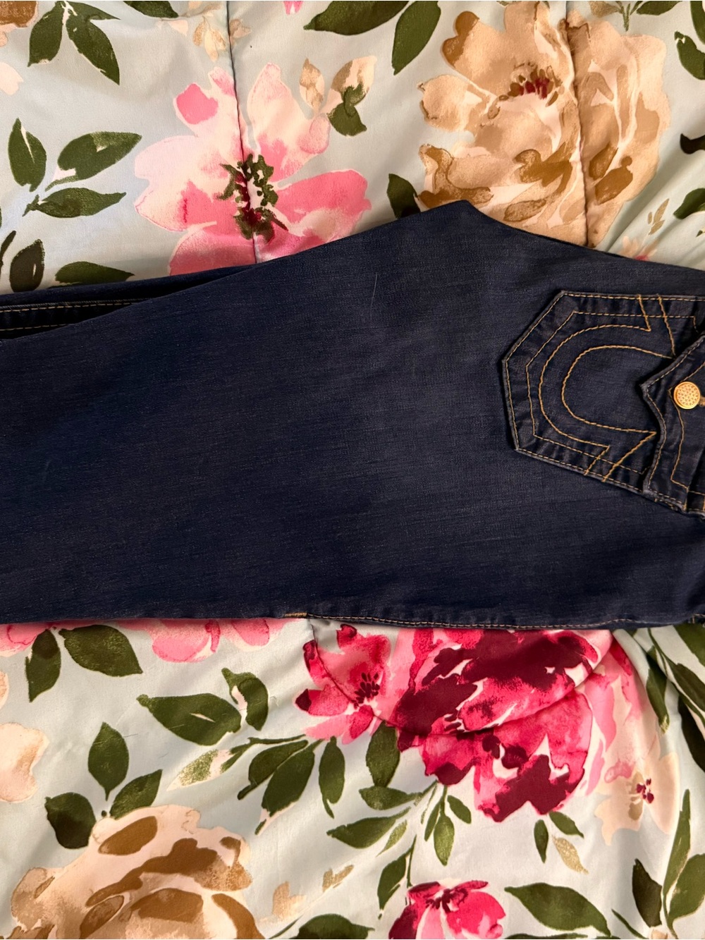 True Religion Dark Indigo Skinny Jeans with Contrast Stitching